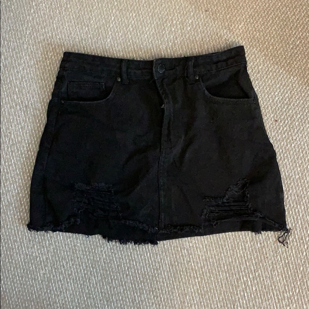 Black Jean Miniskirt